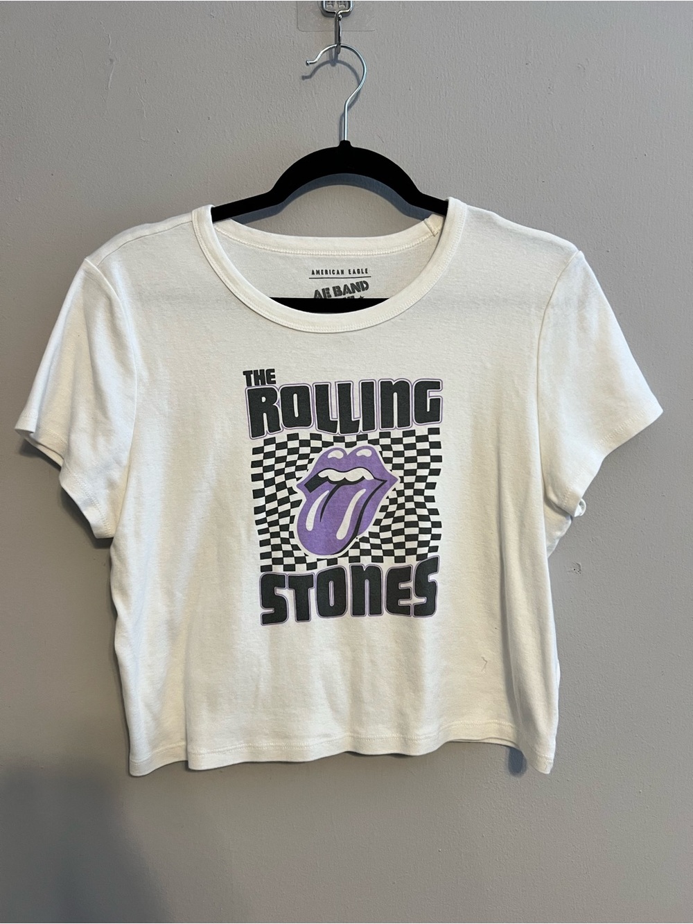 American Eagle Off-White Rolling Stones Band Tee w/Black & Purple | Women’s XXL - Picture 1 of 4
